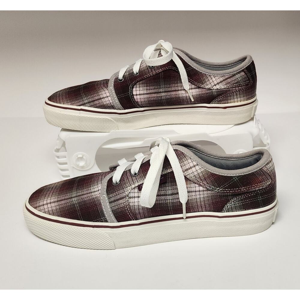 Maui & Sons By Aeropostale Wave Maroon Plaid Lace-Up Casual Sneaker Shoes US 9